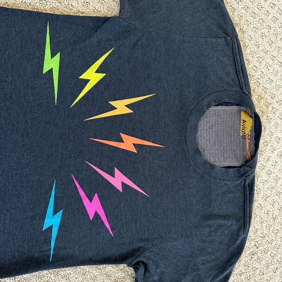Aviator Nation Women’s Lightning Bolt T-Shirt - Multicolor on dark grey. - Picture 2 of 4
